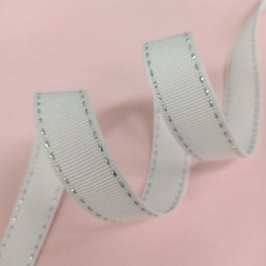Topstitch Grosgrain-White/Met Silver