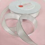 Silver Metallic Edge White Satin 16MM