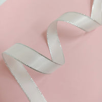 Silver Metallic Edge White Satin 16MM