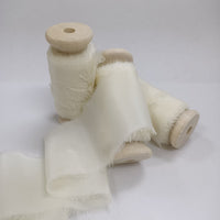 Frayed Silk Ribbon 50MM Ivory