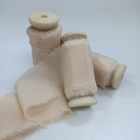 Frayed Silk Ribbon 50MM Nude