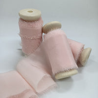 Frayed Silk Ribbon 50MM Pink