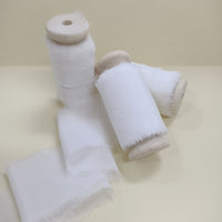 Frayed Silk Ribbon 50MM White