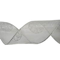 Wired Edge Organza with Silver Metallic Print