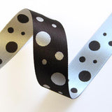 Chocolate/Silver Novelty Double Sided Spot Ribbon
